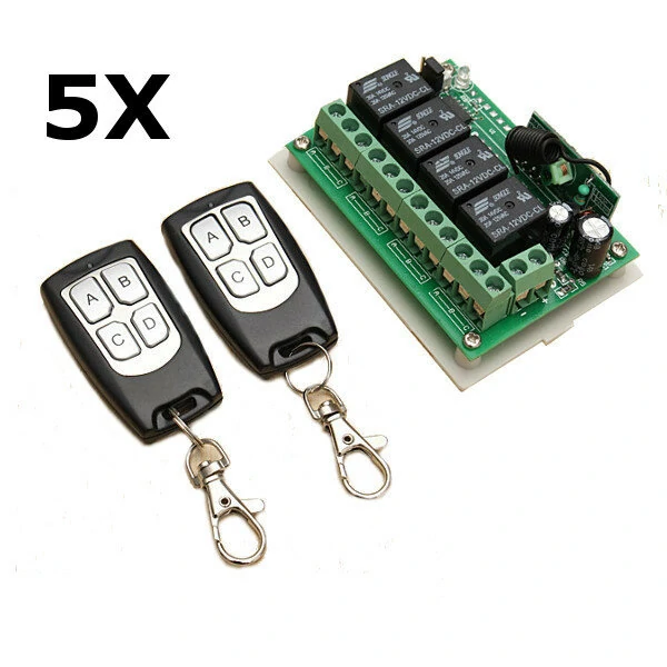 5Pcs Geekcreit® 12V 4CH Channel 433Mhz Wireless Remote Control Switch With 2 Tr — view 2