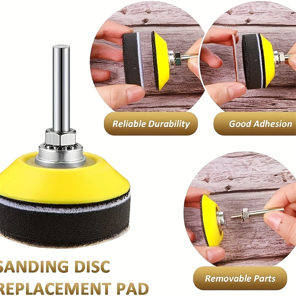 5pcs Hook and Loop Sanding Pads for Drill Attachment 2 Inch Foam Backing Compatible with Angle Grinders Sanding Polishing Pads 1/4 Shank — view 5