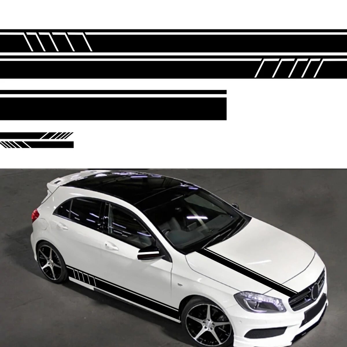 5pcs Universal Car Body Stripe DIY Sticker Decal Trim Side Hood Rear View Mirror Vinyl — Pricio