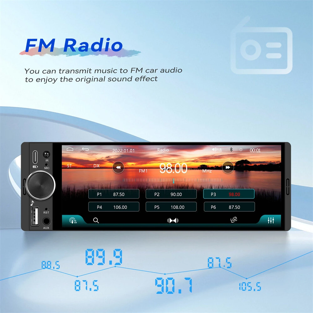 6.28 inch Car Wireless CarPlay Android Auto MirrorLink MP5 Player Bluetooth 5.2 HD Touchscreen Vehicle Center Console Display Universal — view 7