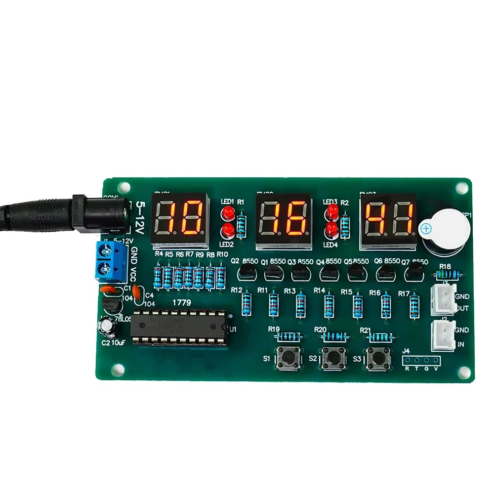 6-bit Digital Clock DIY Kit 51 Microcontroller Electronic Clock 6 bit Tube LED Display Module Suite Parts and Components DC5-12V — view 7