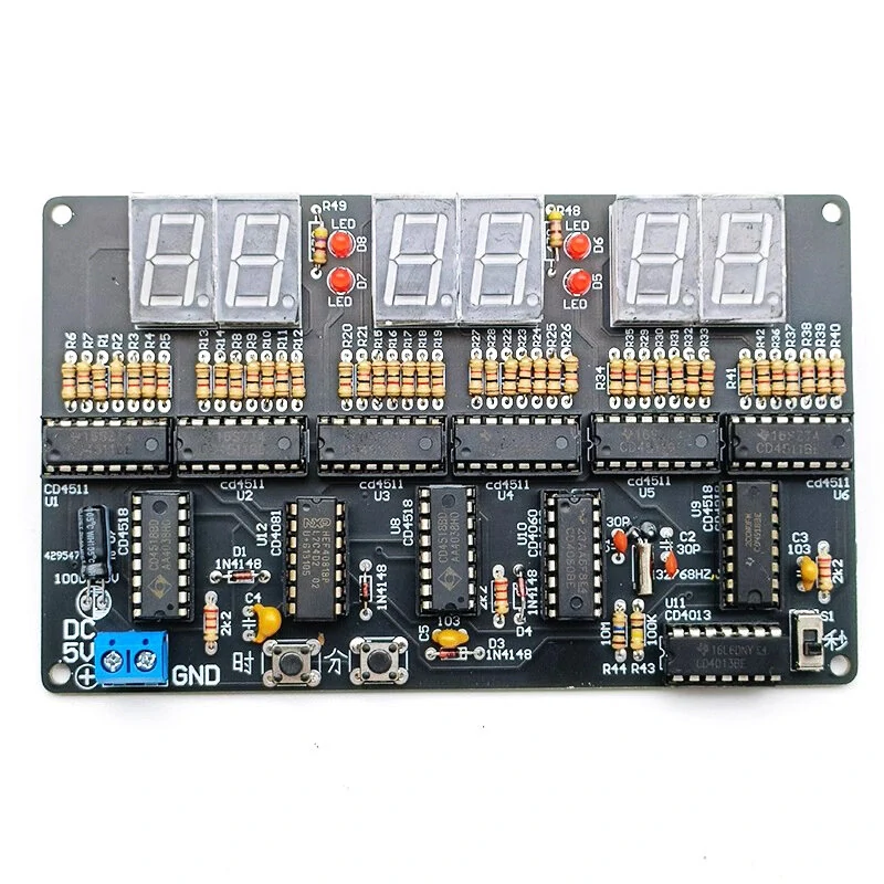 6 Digits DIY Clock Kit Auto Display Time DIY Alarm Clock Soldering Practice Kit for Students and Diyers DC4.5V-5.5V — view 5