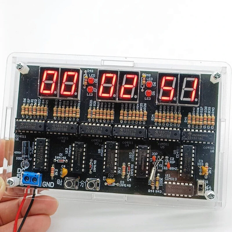 6 Digits DIY Clock Kit Auto Display Time DIY Alarm Clock Soldering Practice Kit for Students and Diyers DC4.5V-5.5V — view 8