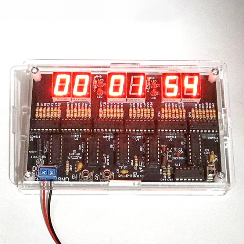 6 Digits DIY Clock Kit Auto Display Time DIY Alarm Clock Soldering Practice Kit for Students and Diyers DC4.5V-5.5V — view 9