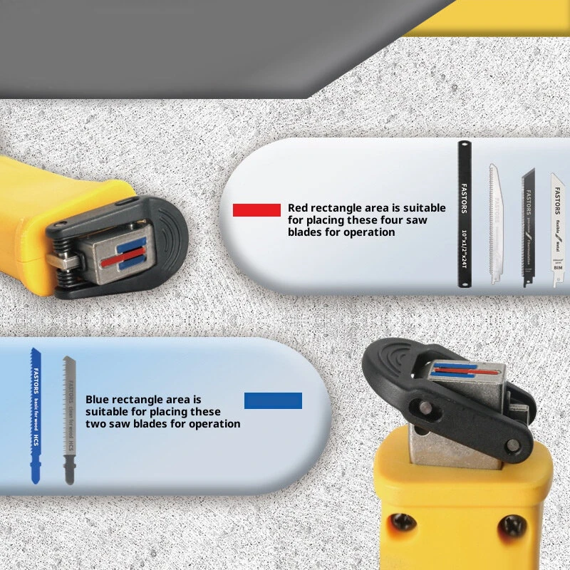 6-in-1 Multifunctional Reciprocating Saw Ergonomic ABS Handle Interchangeable Blades for Wood Metal PVC Cutting Adjustable Length Portable Tool — view 4