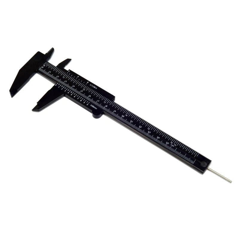 6 Inch/ 150 mm Mini Plastic Caliper Double Scale Measuring Tool Rectangular Vernier Caliper Fast Read Sliding Gauge Ruler for Eyebrow Stencil Makeup Student School Office Home — view 2