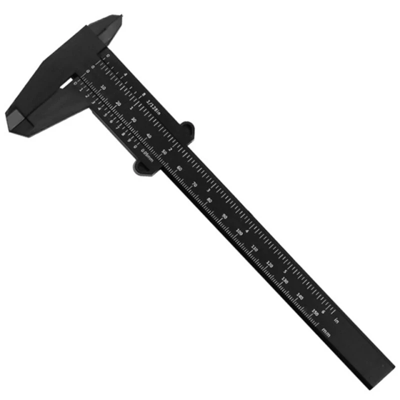 6 Inch/ 150 mm Mini Plastic Caliper Double Scale Measuring Tool Rectangular Vernier Caliper Fast Read Sliding Gauge Ruler for Eyebrow Stencil Makeup Student School Office Home — view 3
