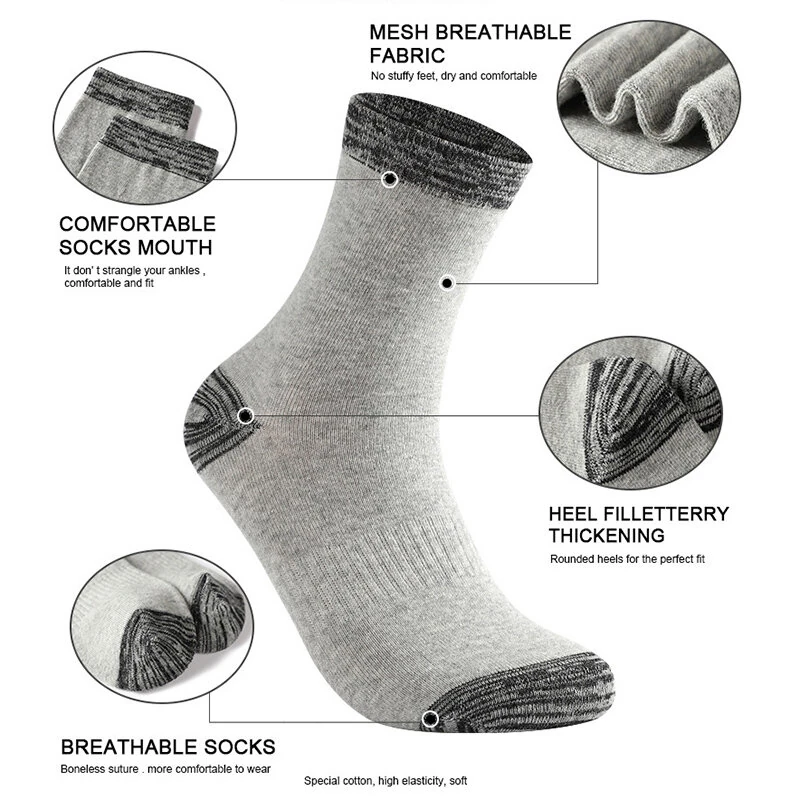 6 Pair Autumn Winter Men Socks Cotton Leisure Business Long Socks Walking Running Hiking Warm Socks For Male Plus Size 42-48 — view 2