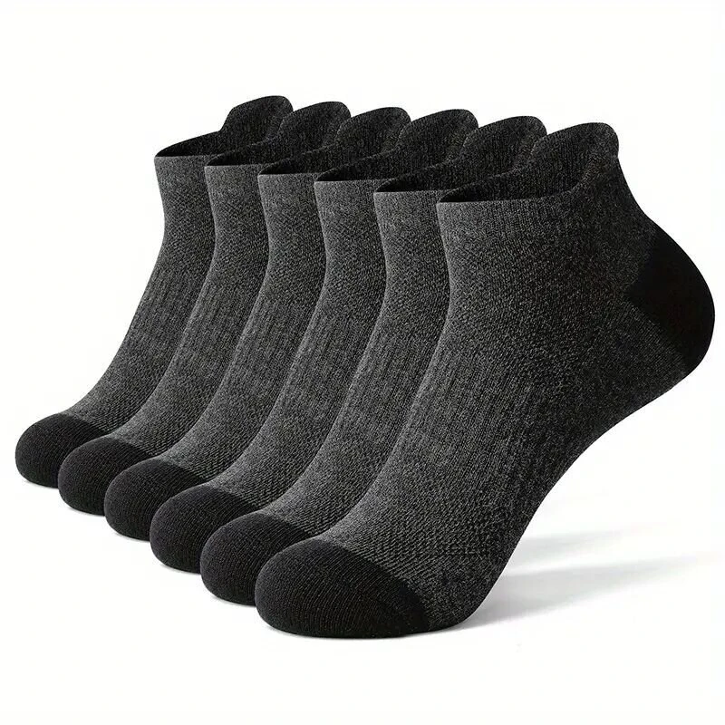 6 Pair Cotton Men Socks Comfy Solid Color Male's Short Sock Summer Cycling Breathable Mesh Running Ankle Socks — view 10