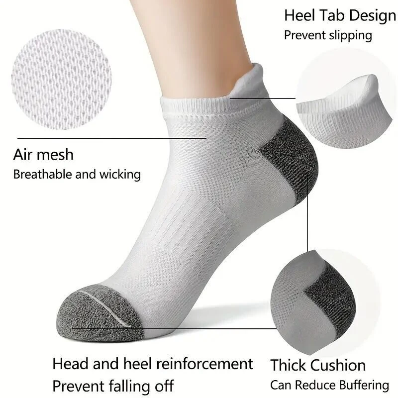 6 Pair Cotton Men Socks Comfy Solid Color Male's Short Sock Summer Cycling Breathable Mesh Running Ankle Socks — view 2