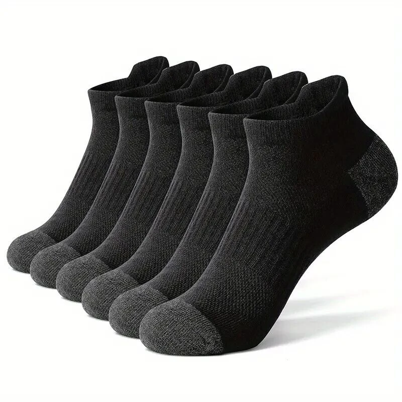6 Pair Cotton Men Socks Comfy Solid Color Male's Short Sock Summer Cycling Breathable Mesh Running Ankle Socks — view 9