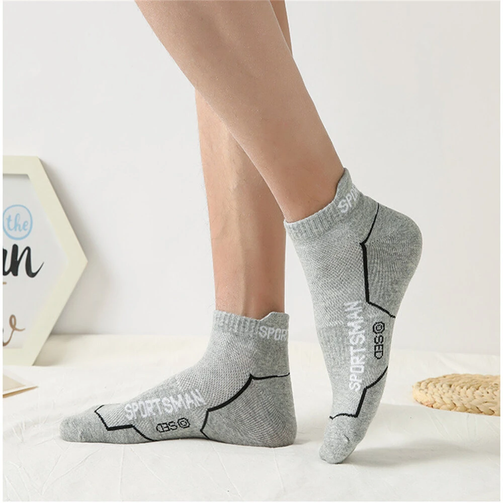 6 Pairs High Quality Men's Socks Summer Man Short Socks Breathable Ankle Cotton Socks Sports Black Thin Cut Run Socks — view 5