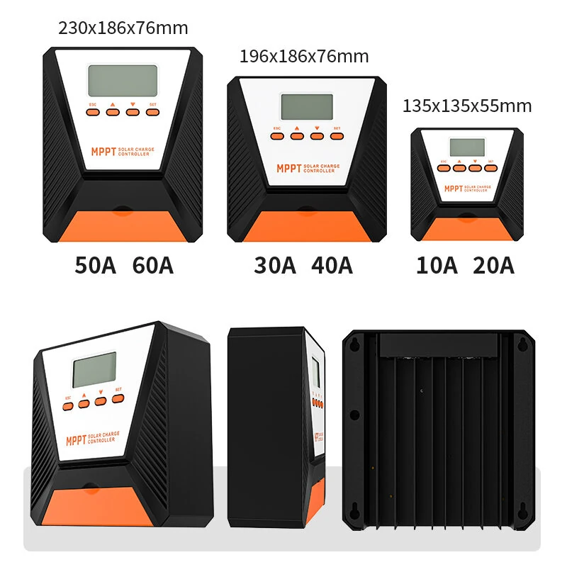 60A MPPT Solar Charge Controller 12V/ 24V Solar Panel Charge Controller Intelligent Regulator for FLD/LiFePO4/SLD/GEL/AGM with Dual USB Port Auto Parameter LCD Display and Timer Setting ON/Off Hours — view 4