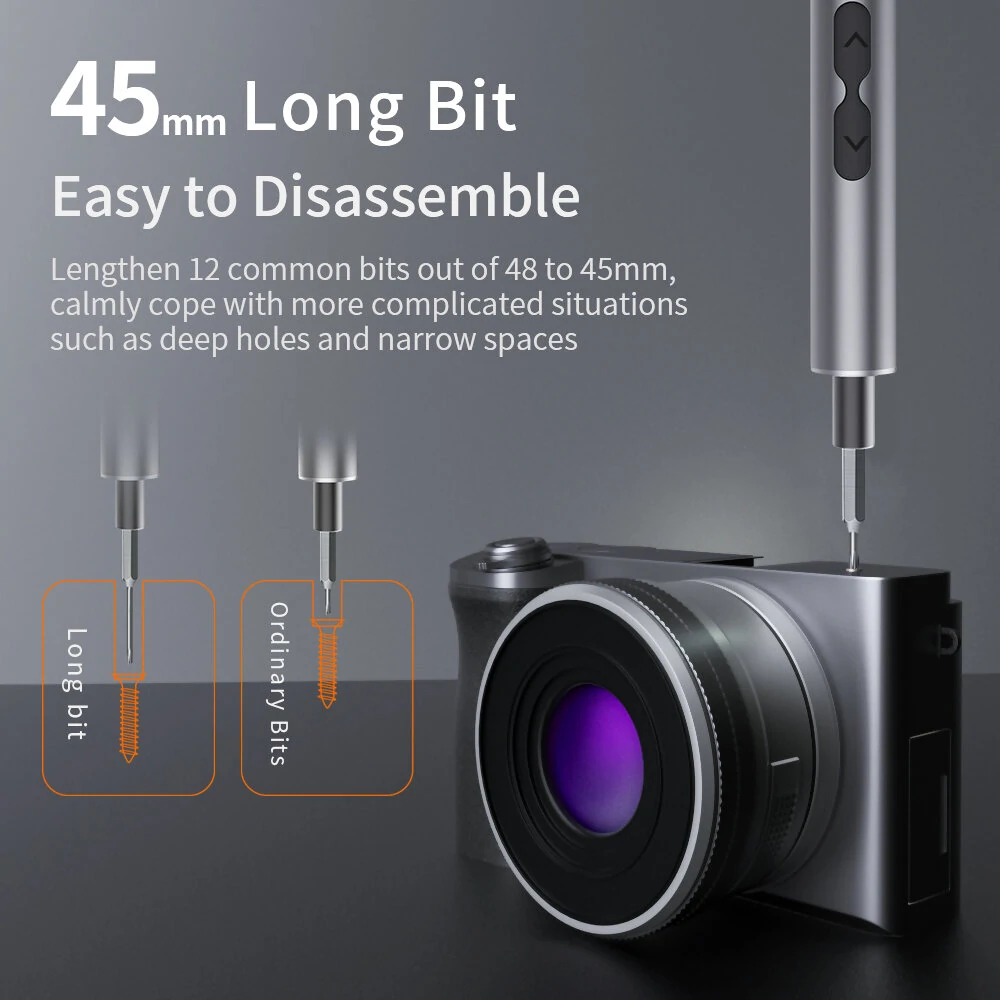 62-in-1 High-Speed Adjustable Electric Screwdriver with 48 Precision S2 Bits Lengthened Bits for Complex Tasks 330mAh Battery Type-C Charging Compact Portable DIY Repair Tool Set with Additional Accessories — view 5