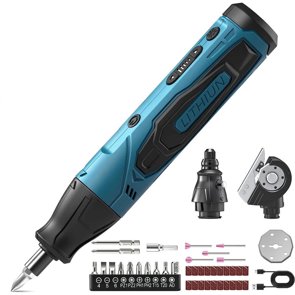 65 in 1 Mini Electric Screwdriver Set 4V Cordless Rotary Tool Cardboard Cutter DIY Tool Kit Light Duty Home Repairs — view 2