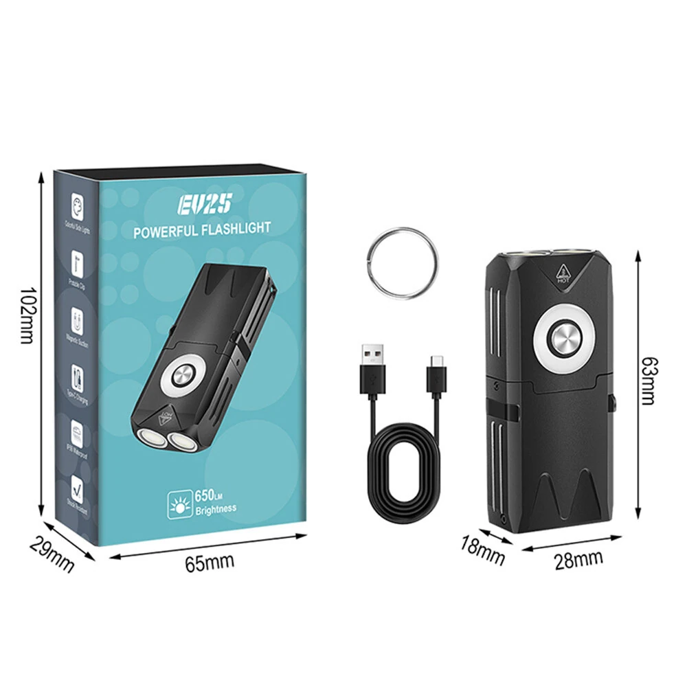 650 Lumens Portable Outdoor Emergency Magnetic EDC Flashlight - White Light + RGB Aluminum Alloy Keychain Light with Type-C Rechargeable LED Keychain Light — view 11