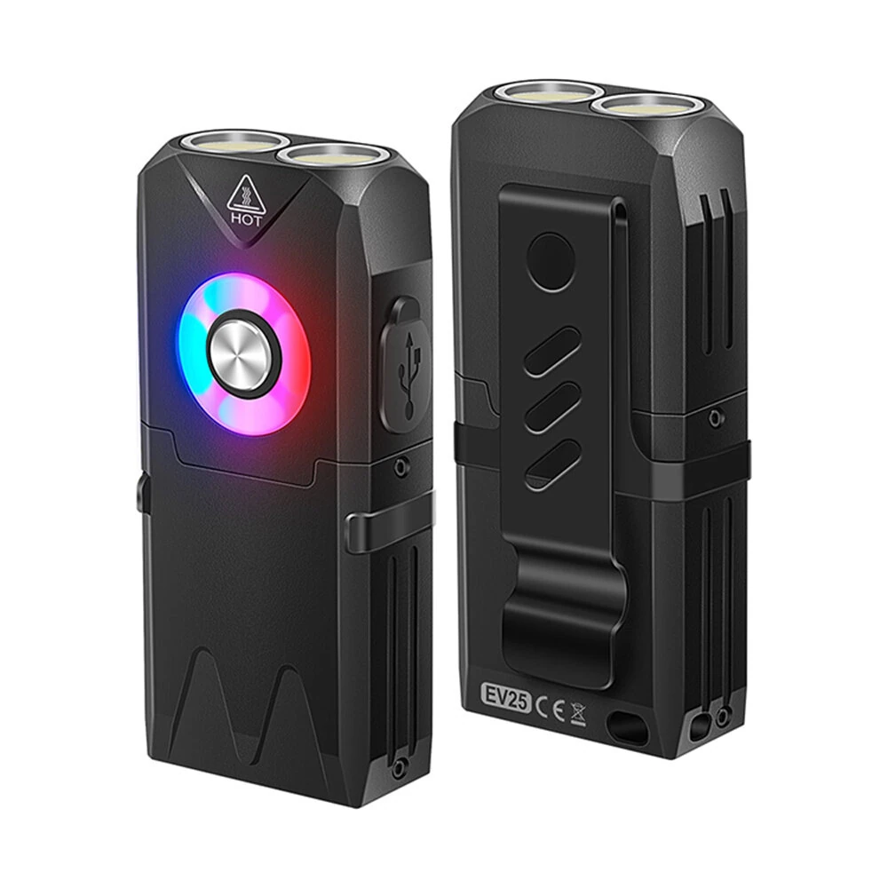 650 Lumens Portable Outdoor Emergency Magnetic EDC Flashlight - White Light + RGB Aluminum Alloy Keychain Light with Type-C Rechargeable LED Keychain Light — view 2