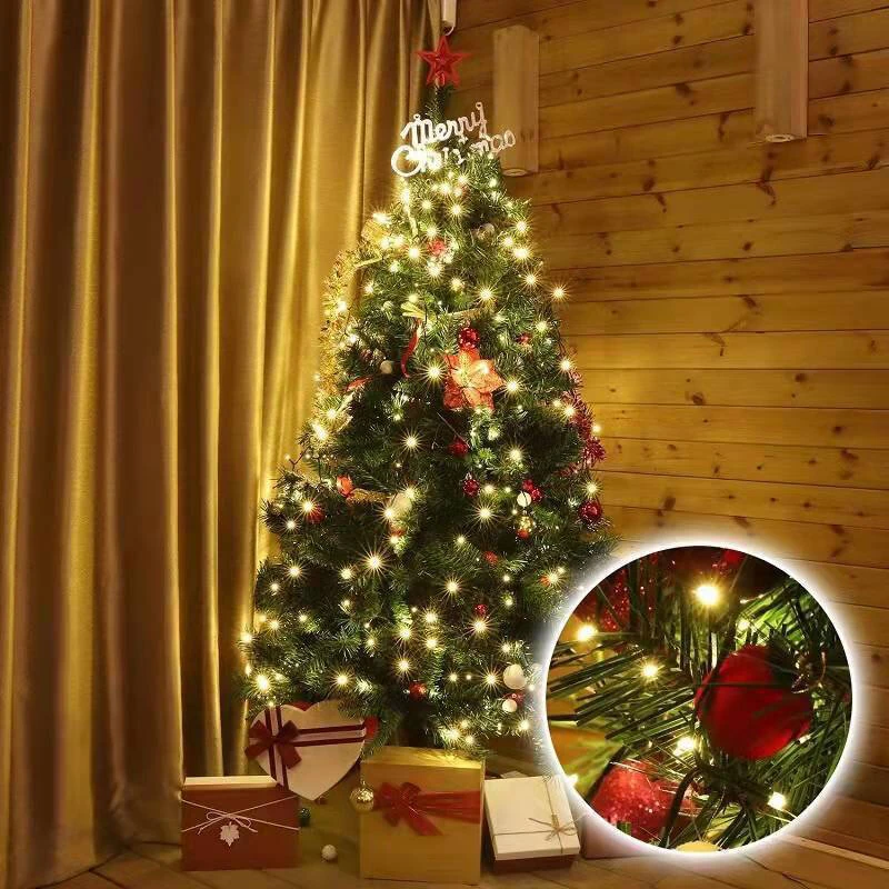 6.6 FT 16 Lines 400LED 8 Modes Christmas Tree Lights Decoration Tree Top Lights String Courtyard Garden Outdoor Waterproof Waterfall Lights LED Lights — view 4