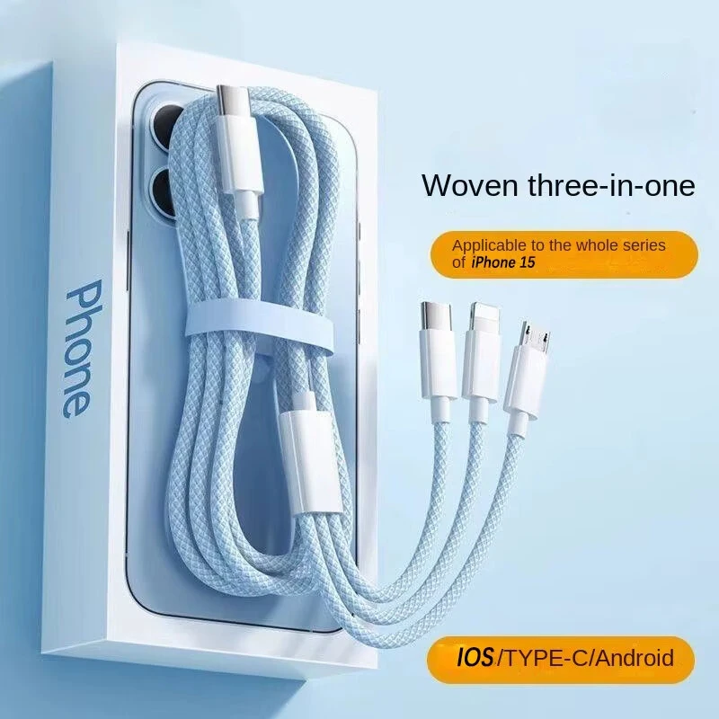 6A 100W Type-C to iP/Micro/Type-C Cable PD Fast Charging Data Transmission Tinned Copper Core Line 1M/1.5M Long for iPhone 16 16 Pro 15 14 13 Pro Max for Huawei Pura X for Xiaomi 15 Pro for Samsung Galaxy S25 Pro — view 3