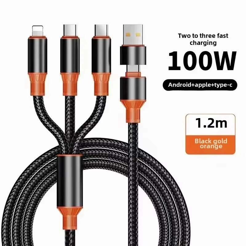 6A 100W USB-A/Type-C to Type-C/iP/Micro USB Cable Fast Charging Data Transmission Copper Core Line 1.2M Long for iPhone 16 15 Plus 14 13 Pro 12 Pro Max for Huawei Mate XT for Xiaomi 15pro for Samsung Galaxy Z Flip6 — view 2