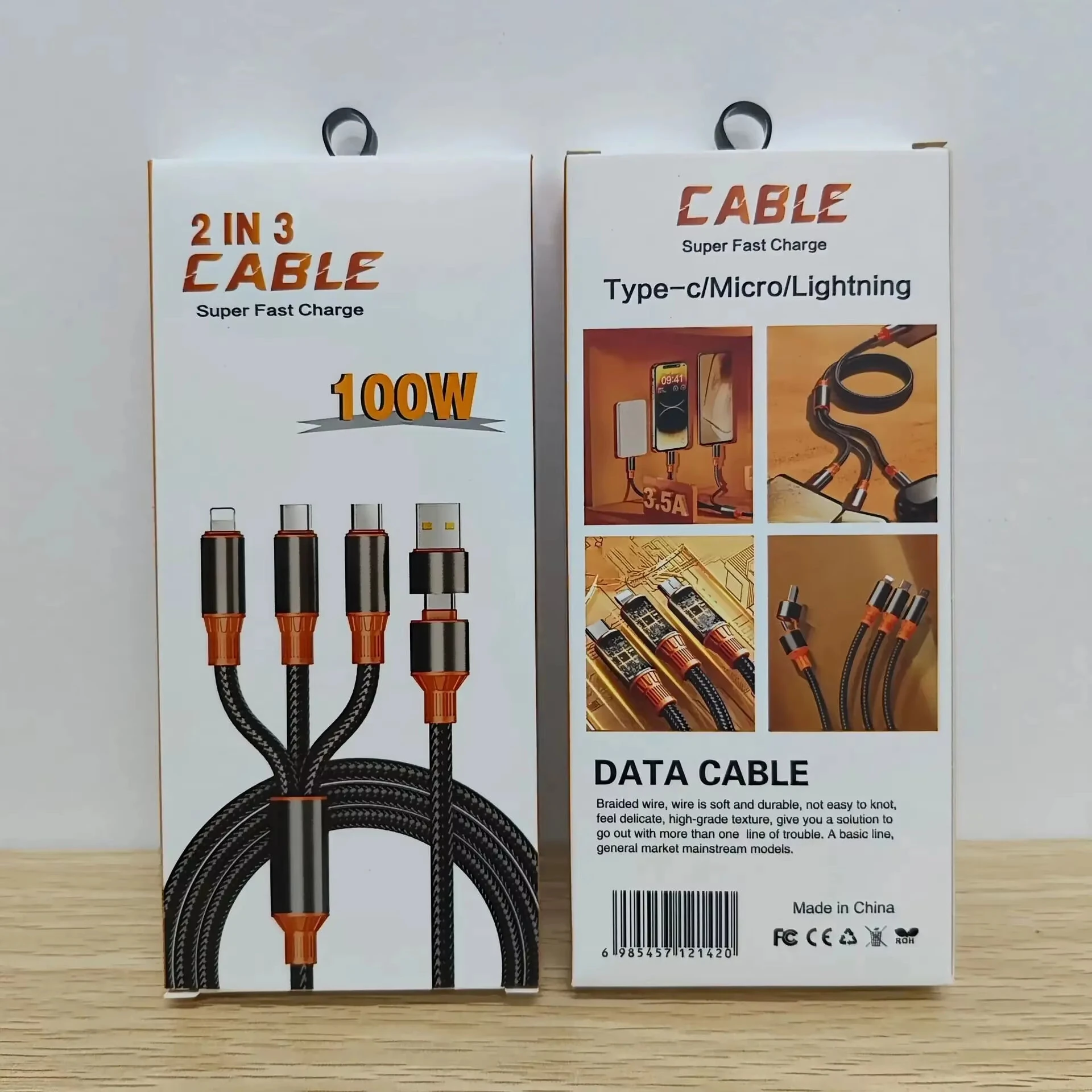 6A 100W USB-A/Type-C to Type-C/iP/Micro USB Cable Fast Charging Data Transmission Copper Core Line 1.2M Long for iPhone 16 15 Plus 14 13 Pro 12 Pro Max for Huawei Mate XT for Xiaomi 15pro for Samsung Galaxy Z Flip6 — view 6