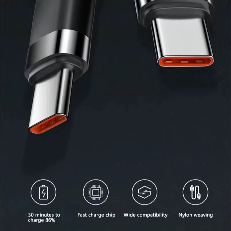 6A PD120W Type-C to Type-C Cable PD Fast Charging Data Transmission Copper Core Line 1M/2M Long for iPhone 17 17Pro 16 Pro Max 15 14 for Xiaomi 17pro for Huawei Mate XTs for OPPO — view 4