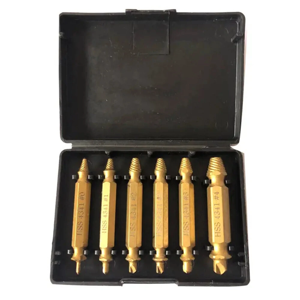 6PCS Damaged Screw Extractor Set Easy Out Bolt Extractor Set Double Head Screw Remover Tools Broken Head Screw Removers High Speed Steel — view 2