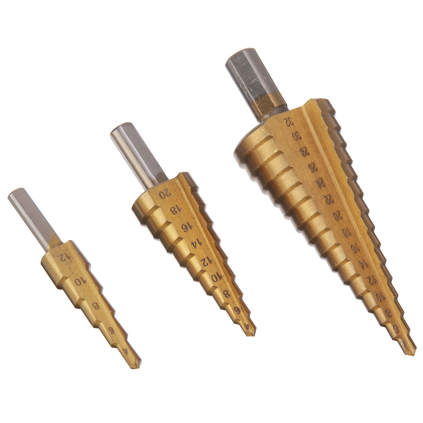 6PCs HSS Step Drill Bit Sets Straight Titanium Coated Cone Hole Cutter Automatic Center Punch Spiral Twist Saw Drill Bit — view 5