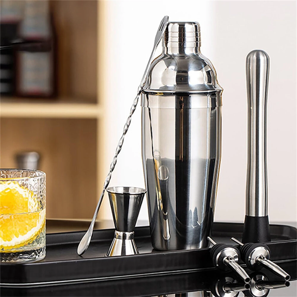 6PCS Stainless Steel Cocktail Shaker Set Professional Martini Drink Mixer Tool Set for Home Bar Party — view 3