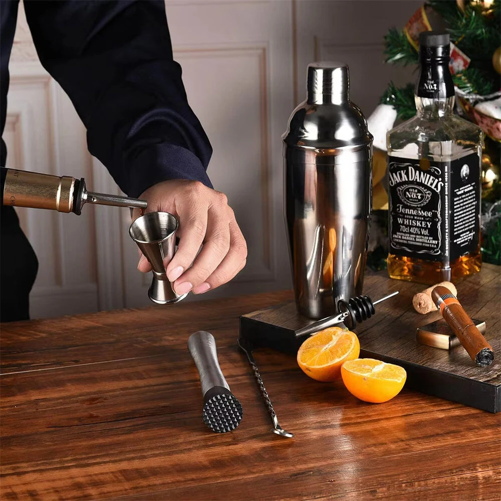 6PCS Stainless Steel Cocktail Shaker Set Professional Martini Drink Mixer Tool Set for Home Bar Party — view 4