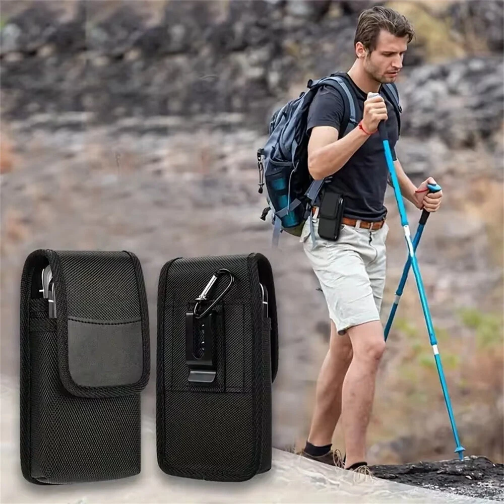 7.5'' Universal Phone Waist Bag Portable Nylon Dual Pocket Wear Belt Waist Packs Protective Case with Buckle — view 3