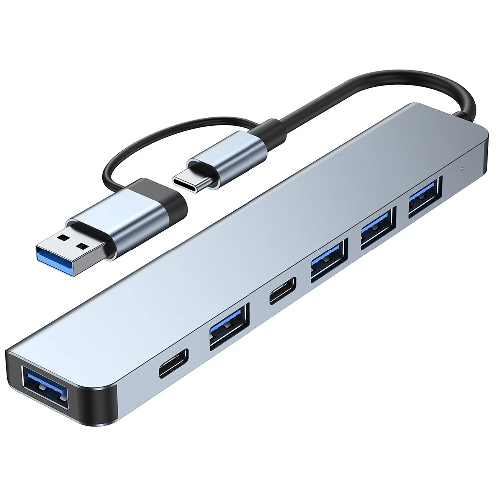 7 in 1 Type-C Docking Station with USB Adapter USB2.0*4 USB3.0 USB-C Data PD5W USB-C Multiport Hub Splitter Adaptor for PC Laptop — view 2