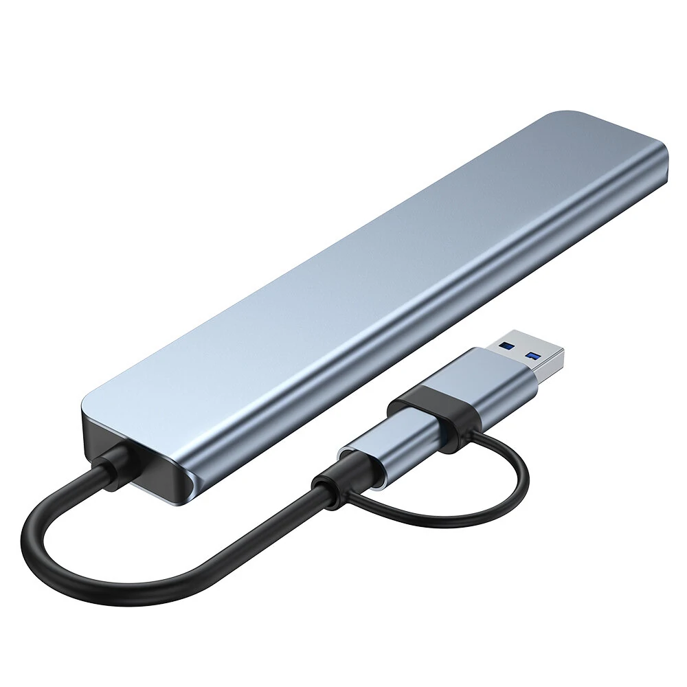 7 in 1 Type-C Docking Station with USB Adapter USB2.0*4 USB3.0 USB-C Data PD5W USB-C Multiport Hub Splitter Adaptor for PC Laptop — view 3