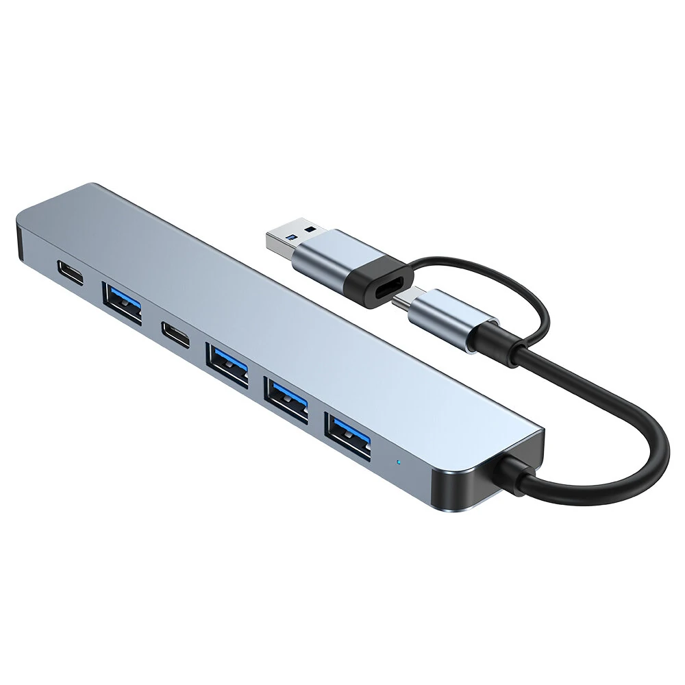 7 in 1 Type-C Docking Station with USB Adapter USB2.0*4 USB3.0 USB-C Data PD5W USB-C Multiport Hub Splitter Adaptor for PC Laptop — view 4