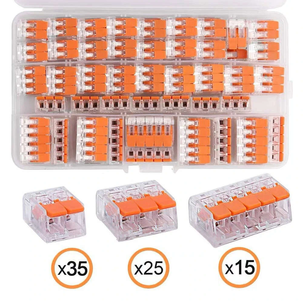 75pcs For 221 Electrical Connectors Wire Block Clamp Terminal Cable Reusable Mini Quick Home Wire Terminal Connector — Geekcreit