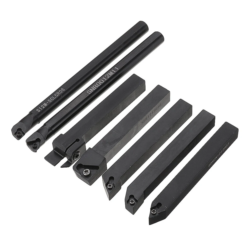 7pcs 12mm Shank Lathe Boring Bar Turning Tool Holder Set With Carbide Inserts — view 3