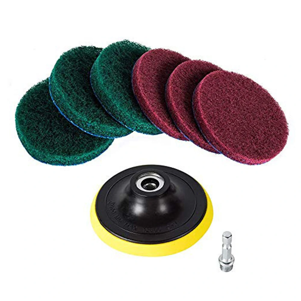7pc/set Attachable Electric Drill Brushes Scouring Pad For Cleaning Flooring Brick Pool Tile Ceramic Marble Grout Bathroom Car — view 5