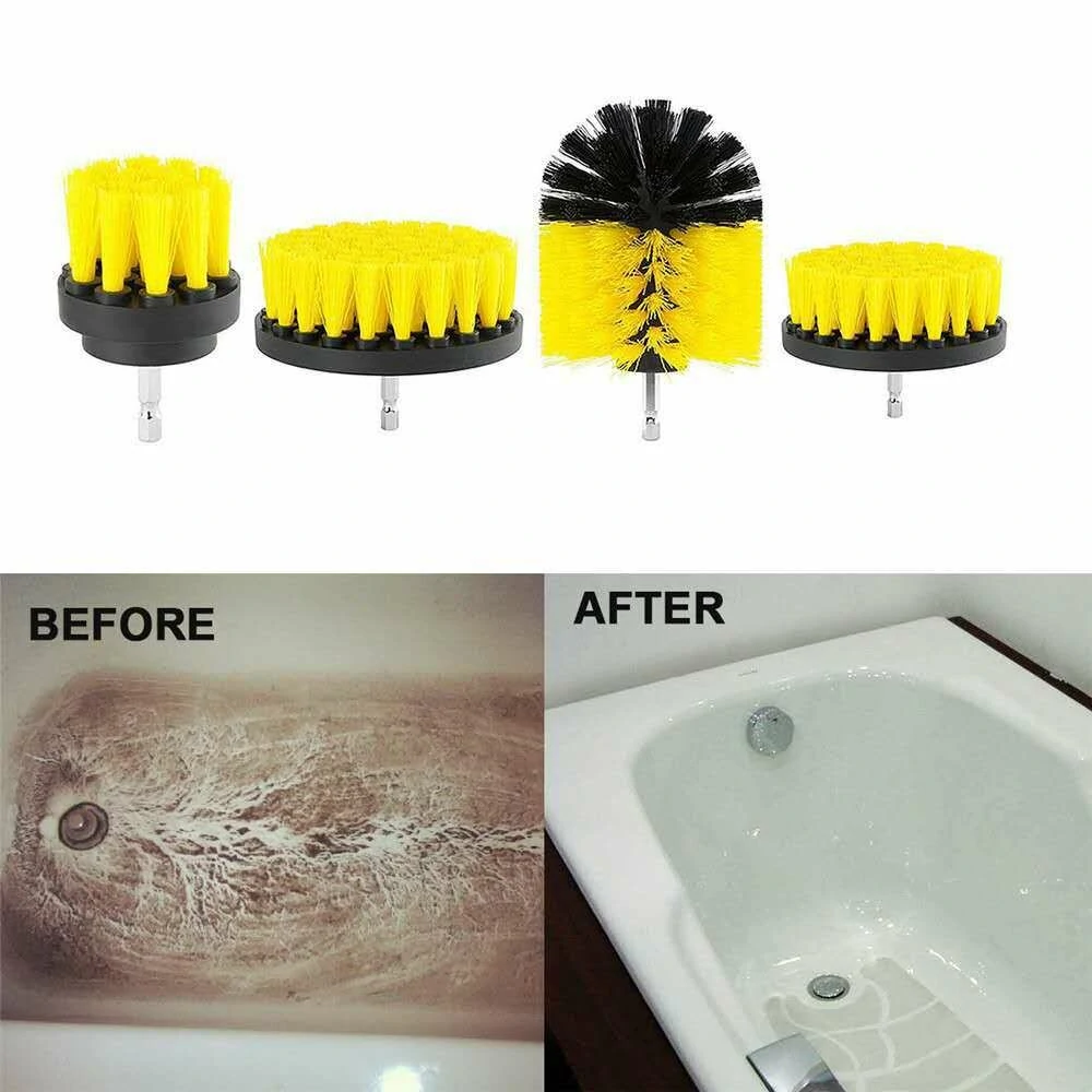 7pc/set Attachable Electric Drill Brushes Scouring Pad For Cleaning Flooring Brick Pool Tile Ceramic Marble Grout Bathroom Car — view 7