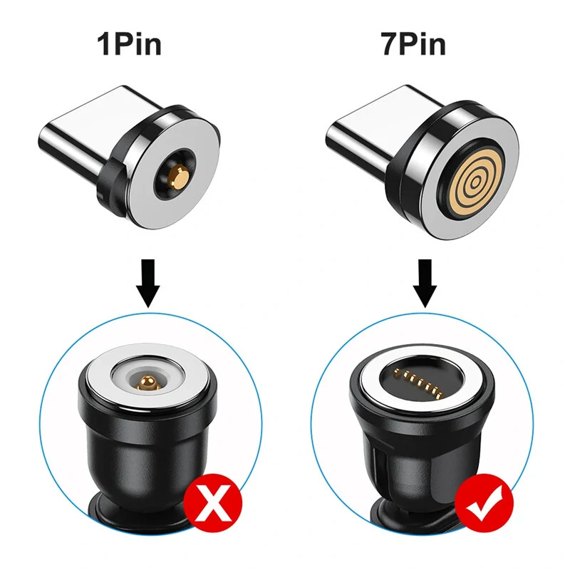 7pin Magnetic Tips for Magnetic Cable Type-C/iP Magnet Replacement Part Fast Charging Magnet Adapter Tips for iPhone Huawei Xiaomi — view 3