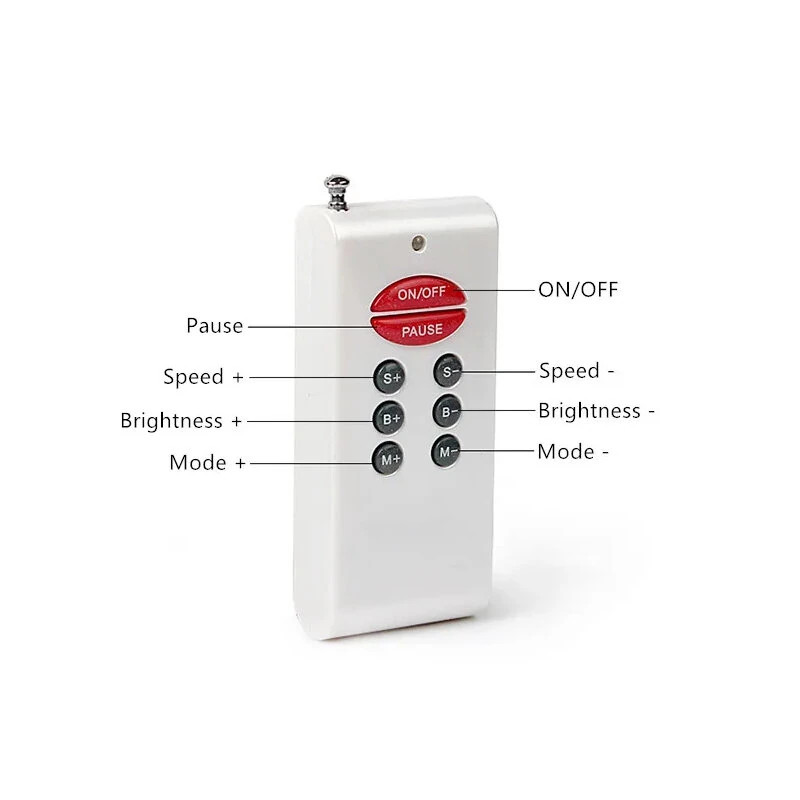 8 Keys RGB LED Strip Controller RF Wireless Remote Control PWM 30A DC12V-24V 288W Metal Shell for LED Light Strips — view 5