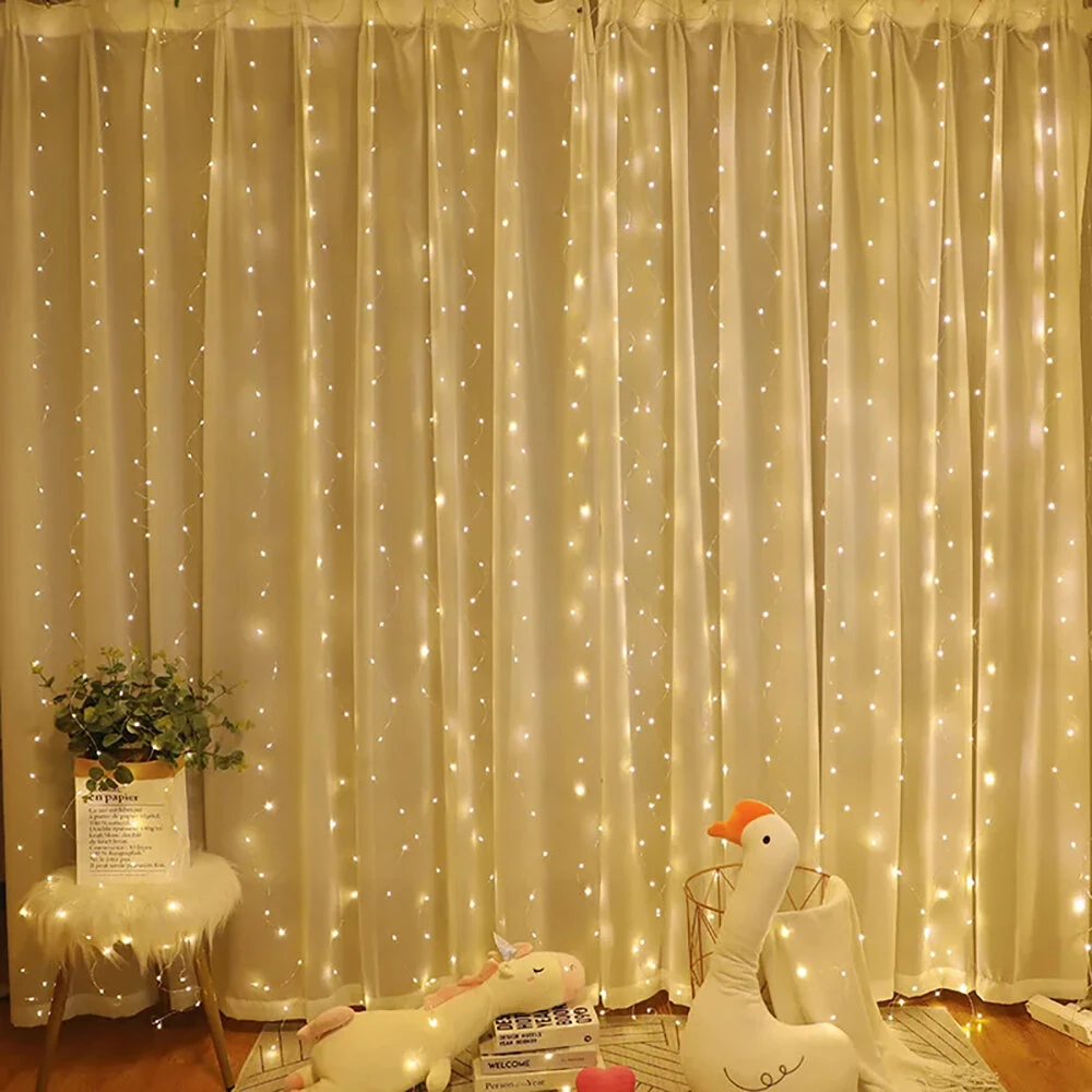 8 Mode Remote Control Timing USB Copper Wire Light LED Curtain Light String Christmas Holiday Room Decoration Lantern Garland Light — view 3