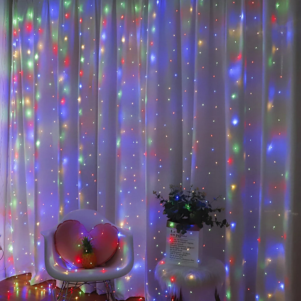 8 Mode Remote Control Timing USB Copper Wire Light LED Curtain Light String Christmas Holiday Room Decoration Lantern Garland Light — view 4