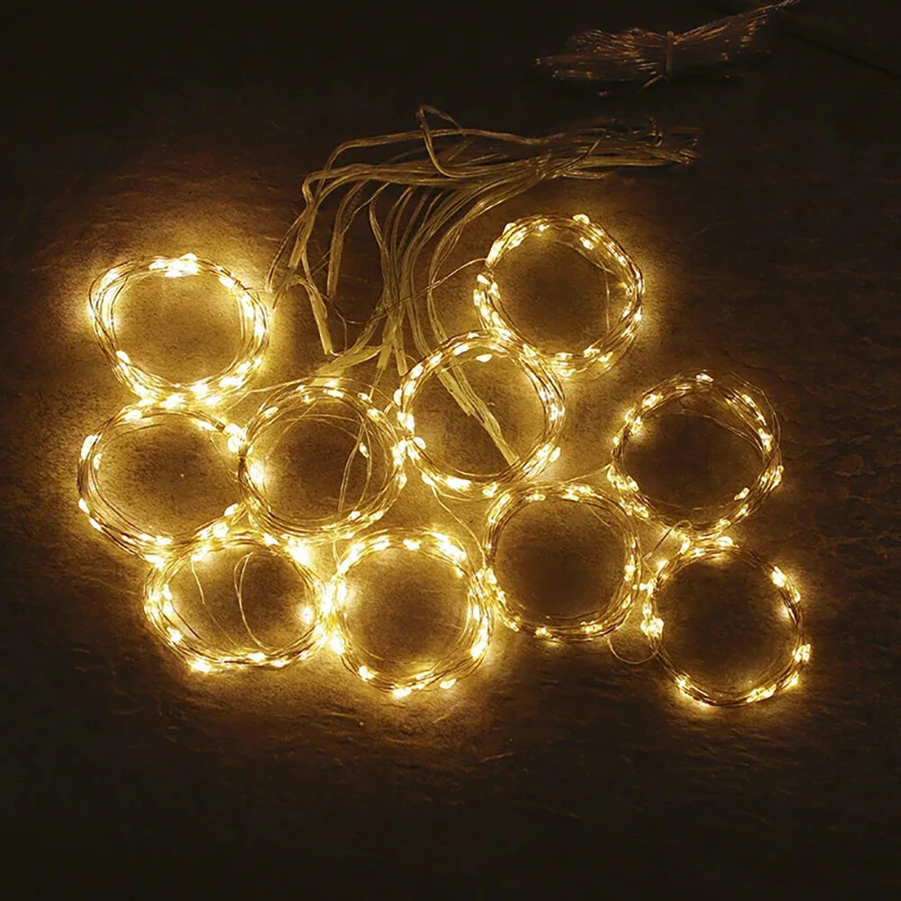 8 Mode Remote Control Timing USB Copper Wire Light LED Curtain Light String Christmas Holiday Room Decoration Lantern Garland Light — view 6
