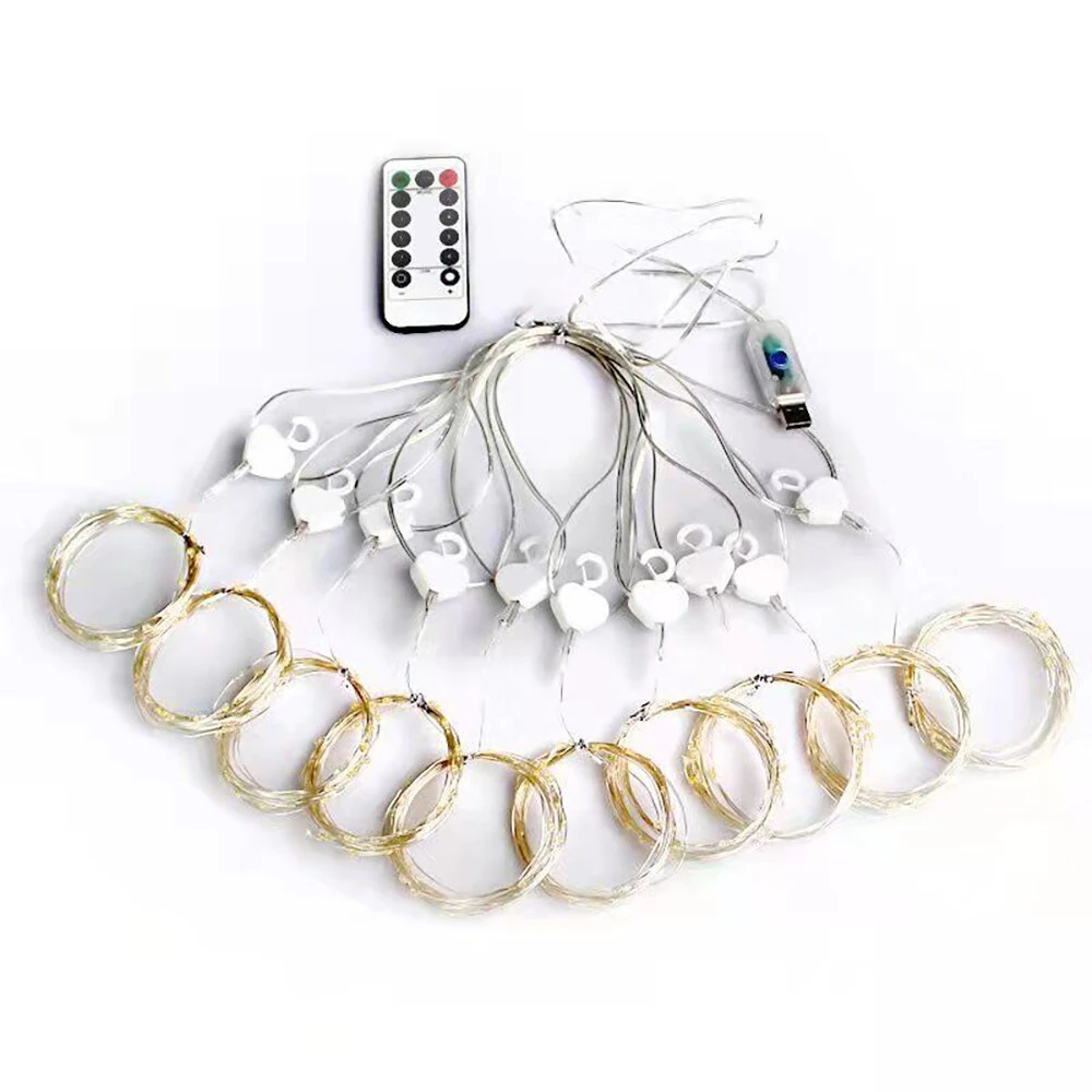 8 Mode Remote Control Timing USB Copper Wire Light LED Curtain Light String Christmas Holiday Room Decoration Lantern Garland Light — view 7
