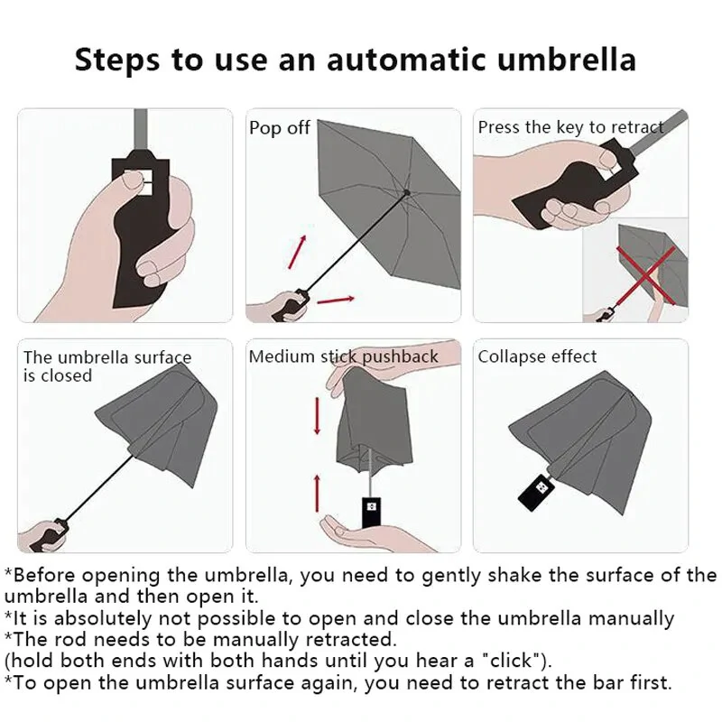 8-Rib Travel Umbrella Windproof Automatic Open and Close Multicolor Portable Rain Sun Protection for All Weather Conditions — view 5