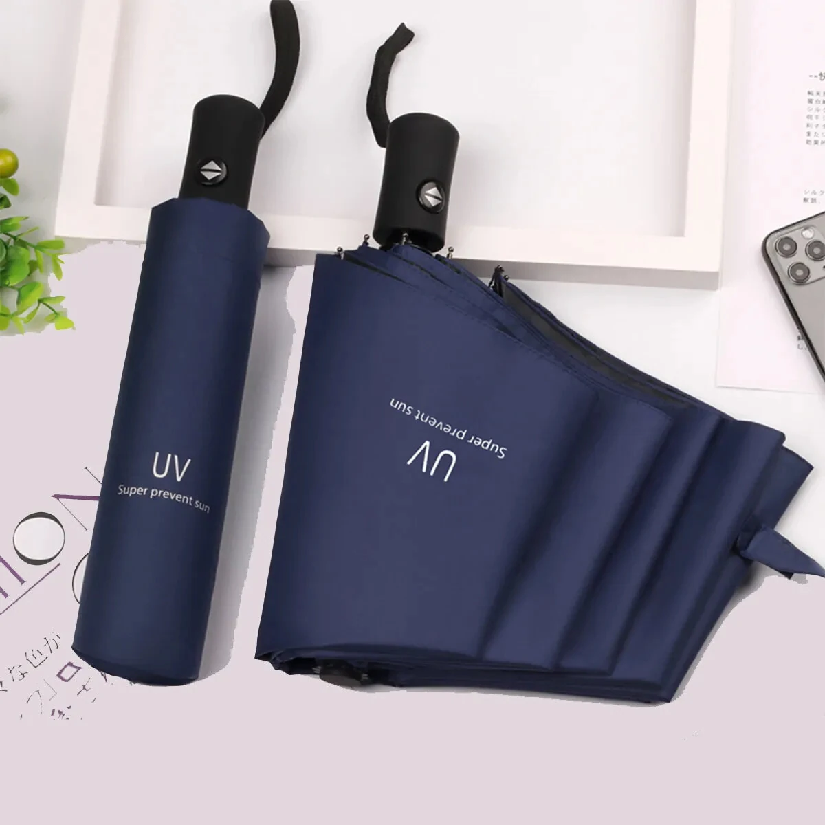 8-Rib Travel Umbrella Windproof Automatic Open and Close Multicolor Portable Rain Sun Protection for All Weather Conditions — view 7