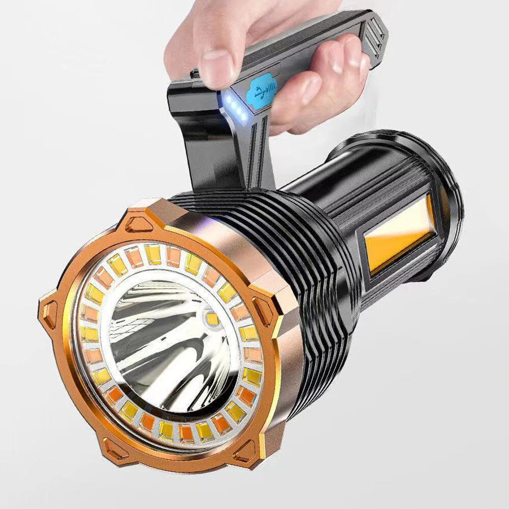 800LM LED+COB Handheld Flashlight Type-C USB Rechargeable Triple Light Source LED Searchlight Waterproof Floodlight Strong Spotlight — view 3