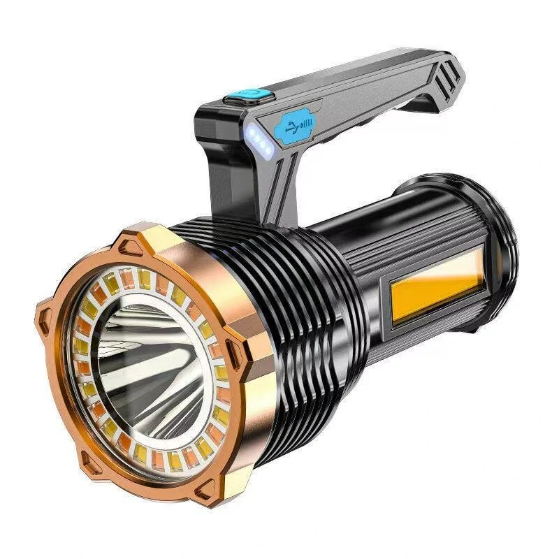 800LM LED+COB Handheld Flashlight Type-C USB Rechargeable Triple Light Source LED Searchlight Waterproof Floodlight Strong Spotlight — Pricio