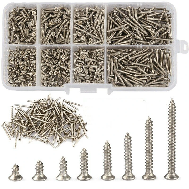 800pcs M2 Self Tapping Stainless Steel Screws Assortment Kit Replacement — view 2