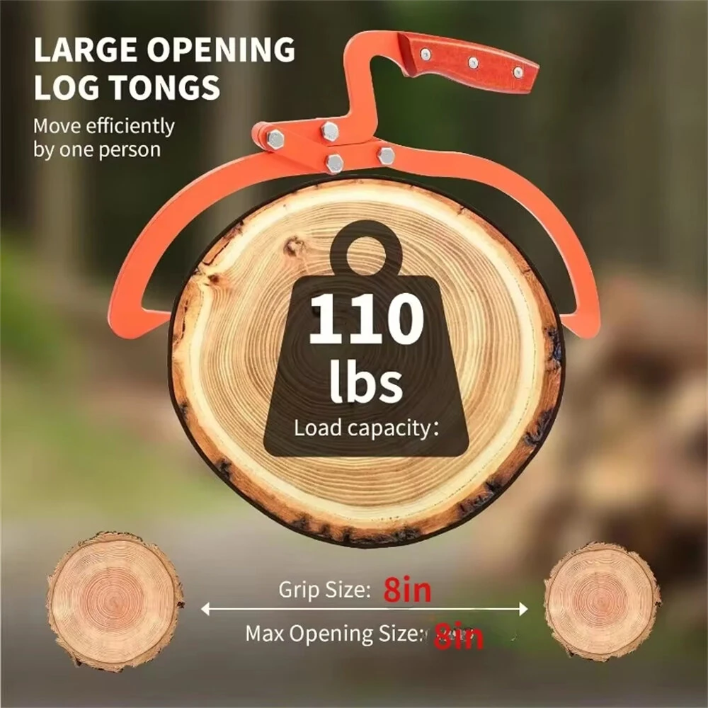 8/13/20inch Heavy Duty Stainless Steel Log Lifting Tongs 330 lbs Capacity Secure Hook Grip for Firewood Collection Brush Clearing Outdoor Wood Handling Tools — view 5
